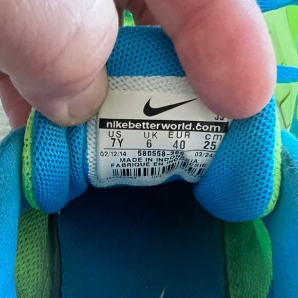 Nike Free Lime Green/Blue Kids Athletic Workout shoe Youth size 7 - Picture 4 of 8